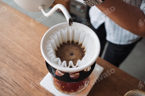 Preview: barista dripping coffee and slow coffee bar style