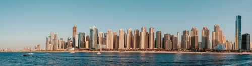 Preview: Panoramic shot of the beautiful skyline of Jumeirah Beach Residence area in Dubai