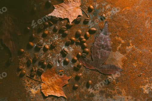 Preview: Art Style. Still Life Coffee- Dark Food Photo. Coffee Bean Background
