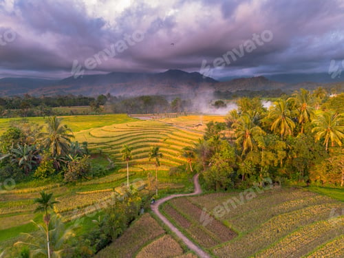Preview: Beautiful morning view indonesia Panorama Landscape