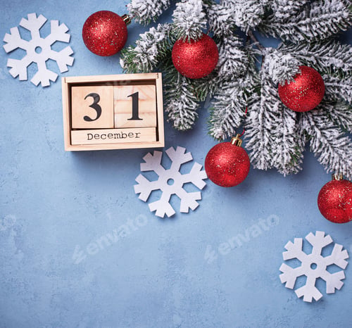 Vista previa: New year background with wooden calendar