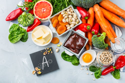 Preview: Balanced clean eating nutrition, food rich in vitamin a