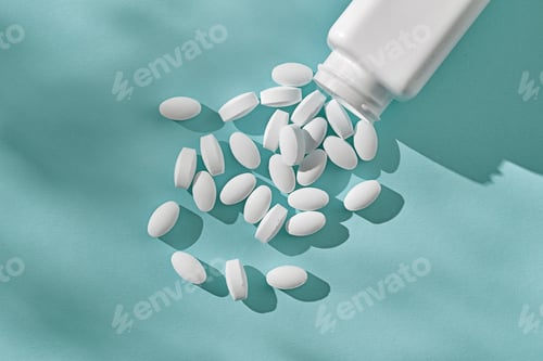 Preview: white pills on blue background