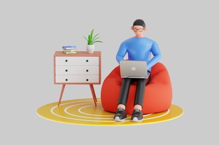 Preview: Relaxing workspace cartoon character scene