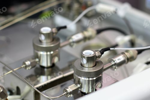 Preview: chromatography flame ionization detector. Sensor gas chromatograph. Laboratory chemical equipment.