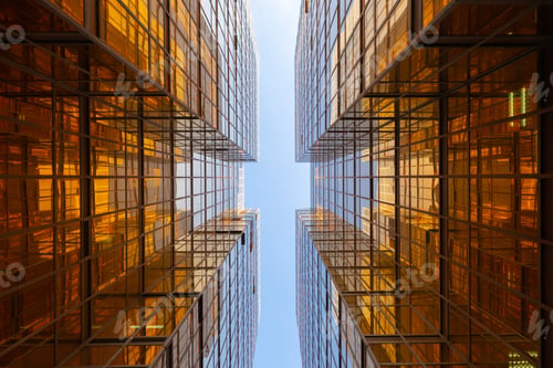 Preview: Office buildings windows. Glass architecture facade design with reflection