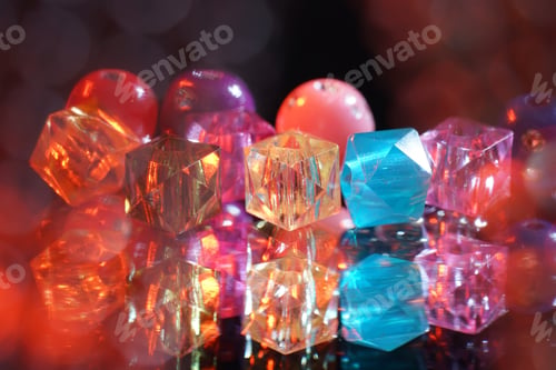 Preview: Selective shot of colored glass beads