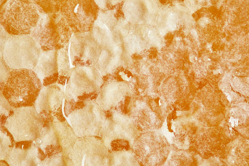 Preview: full frame of beeswax with honey as background