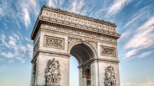 Preview: Close-up shot of the iconic Arc de Triomphe located in Paris, France