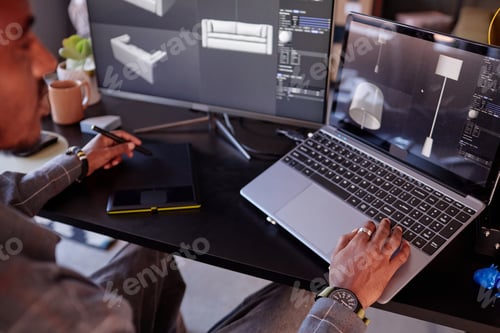 Preview: Designing Interior Models on Laptop in Creative Studio