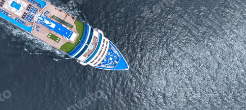 Preview: Aerial view beautiful large cruise ship at sea, Passenger cruise liner ship vessel
