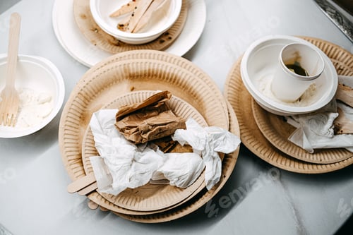 Preview: Disposable Eco-Friendly Plates and Utensils After Use