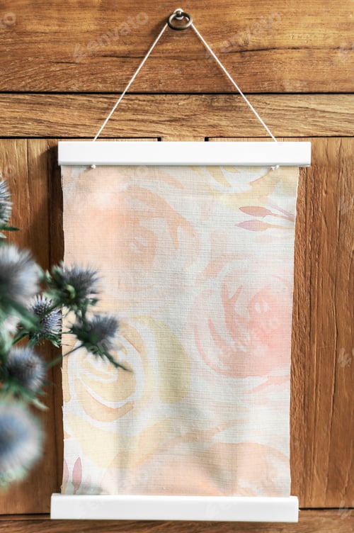 Preview: Watercolor Floral Art Hanging on Wooden Wall