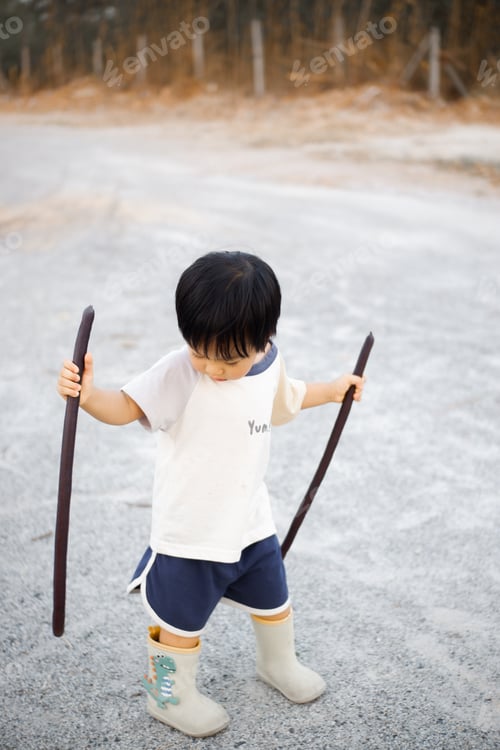 Preview: Cute little kid playing in the park, Sweet Little baby boy enjoying