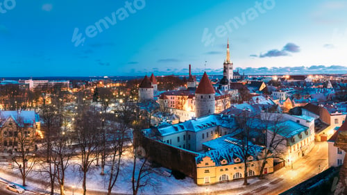 Preview: Tallinn, Estonia. Panorama Of Traditional Medieval Houses, Old N