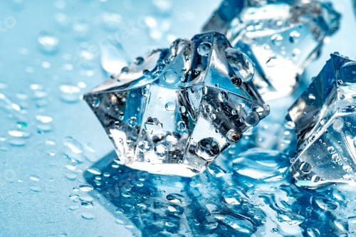 Preview: ice cubes on blue background