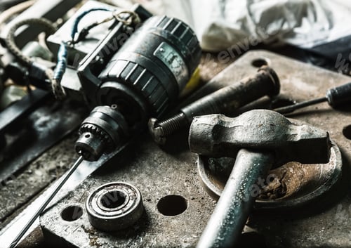 Preview: Drill machine, hammer and some mechanic tools