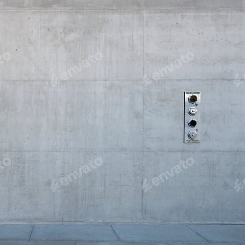 Preview: Metal control panel on concrete wall.