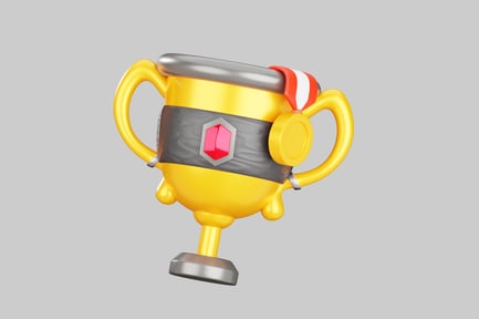 Preview: Yellow Trophy Adorned with a Red Ribbon