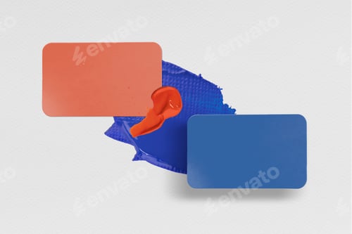 Preview: Blank business card mockup in modern blue and red