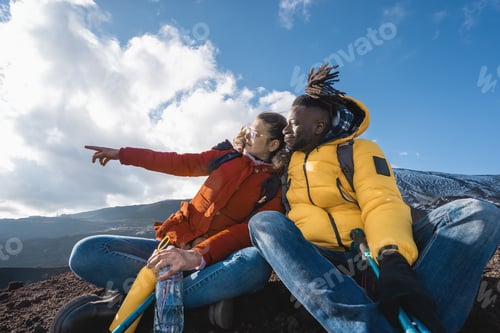 Preview: Mountain Viewpoint Moment for Young Multiracial Couple