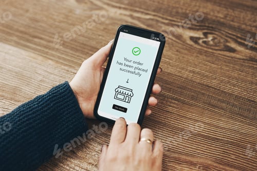 Preview: Shopping online. Ordering product online using smartphone. Order confirmation. Using technology