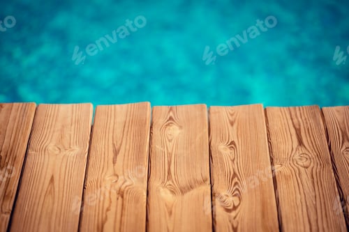 Preview: Wooden background against blurred water