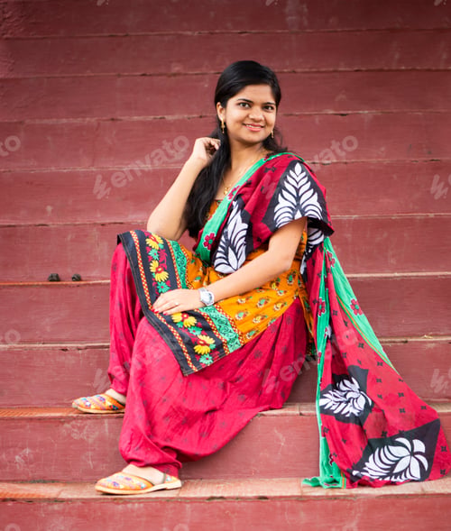 Preview: Portrait of Happy young beautiful Indian woman