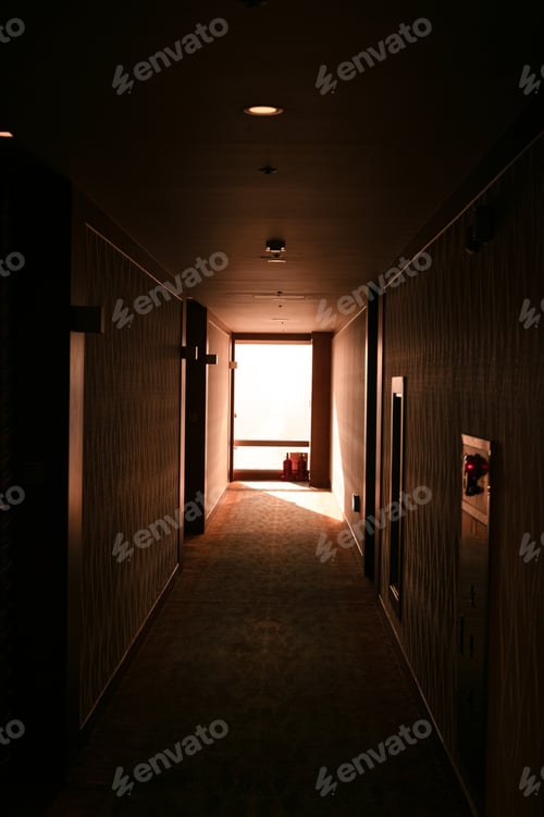 Preview: Sunlight through window on corridor in hotel