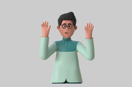 Preview: Stylized Waving Man with Glasses