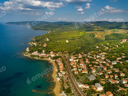 Preview: Top view of the city and the promenade located in Castiglioncello in Tuscany. Italy, Livorno