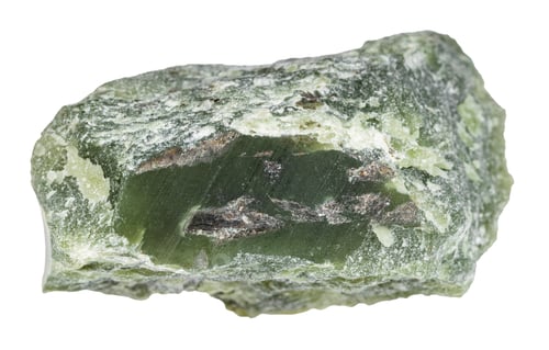 Preview: rough green nephrite mineral isolated on white
