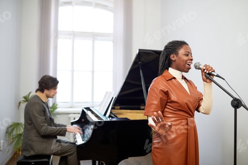 Preview: Woman singing a song during performance