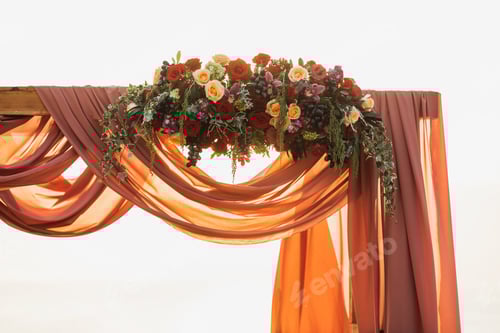 Preview: Wedding Archway Decorated with Flowers and Drapery
