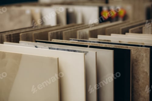 Preview: Porcelain stoneware tiles in a store