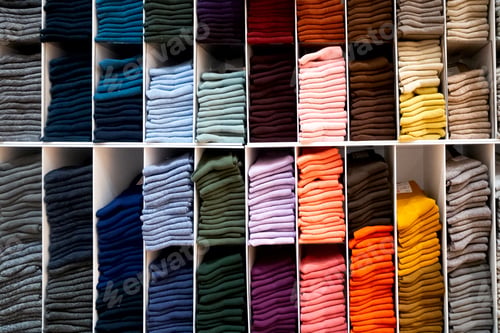 Preview: Multicolored bright socks on shelve in store