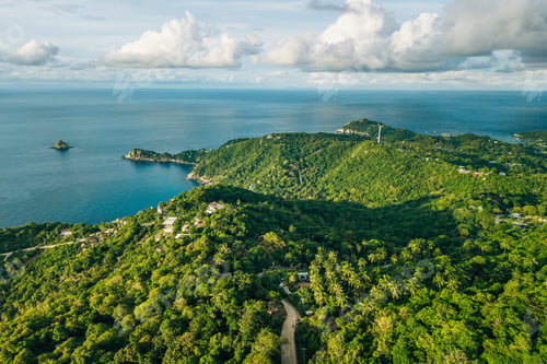 Preview: Aerial View of Tropical Island Coastline and Deep Blue Ocean,Kohtao
