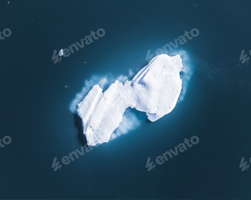 Preview: Aerial top view of melting glacier in Iceland
