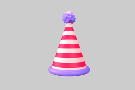 Preview: Striped party hat with pom