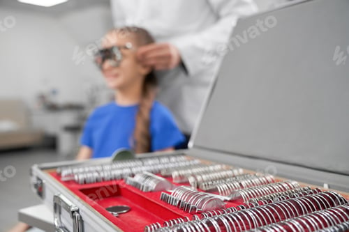Preview: Close up of ophthalmologist equipment, medical clinic