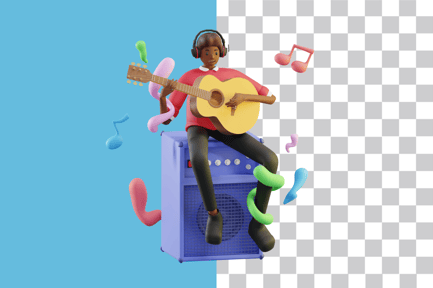 Preview: Afro Man Plating Guitar Accoustic