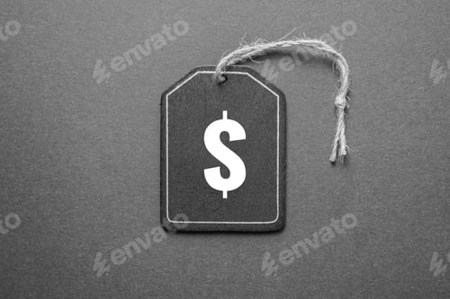 Preview: Price Tag with Dollar Sign on Gray Background