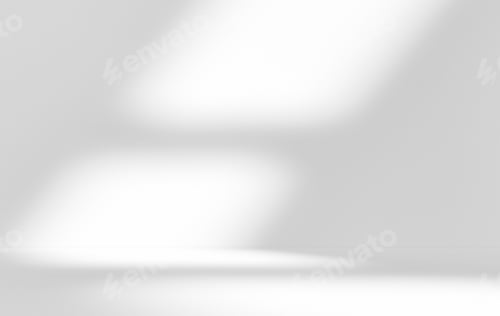 Preview: Empty white room studio with shadow of fence overlay effect of sunlight.