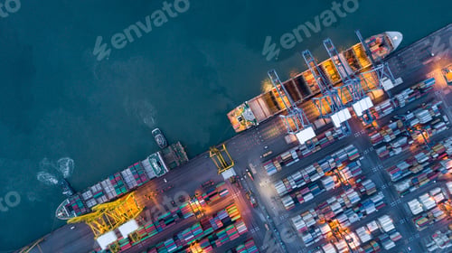Preview: Aerial view container cargo ship sea freight shipping, Global business industry import export.