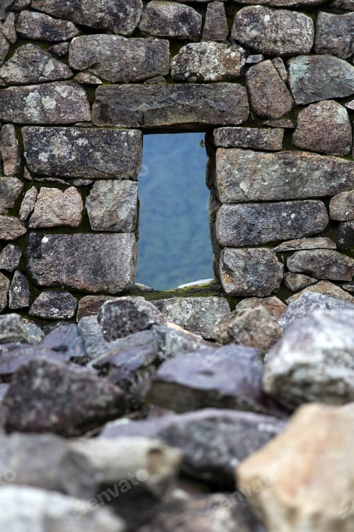 Preview: Stone wall at Machu Picchu, Peru