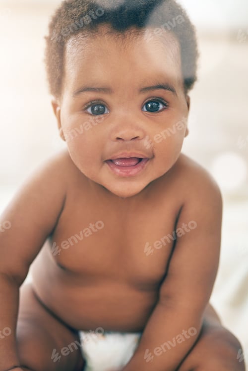 Preview: Arent I just the cutest. Portrait of an adorable baby girl at home.