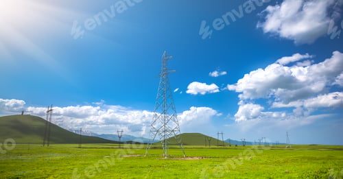 Preview: Green meadow and blue sky