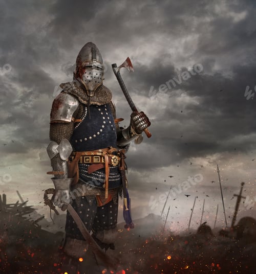 Preview: Knight with sword in battlefield.