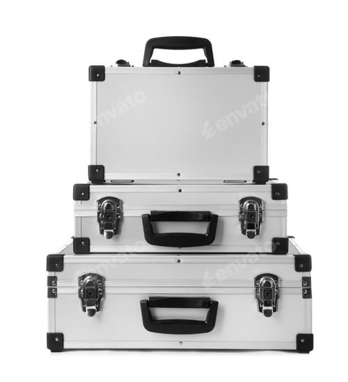 Preview: Set of aluminum hard cases on white background