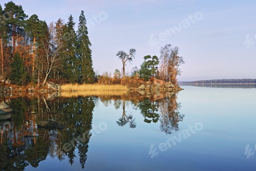 Preview: Autumn nature of Northern Europe in sunny day.